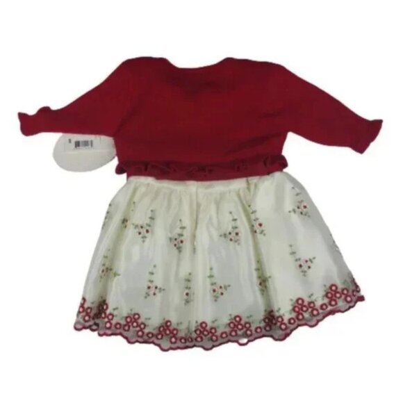 American Princess Floral Red and Ivory Dress Size 6M - Picture 2 of 12